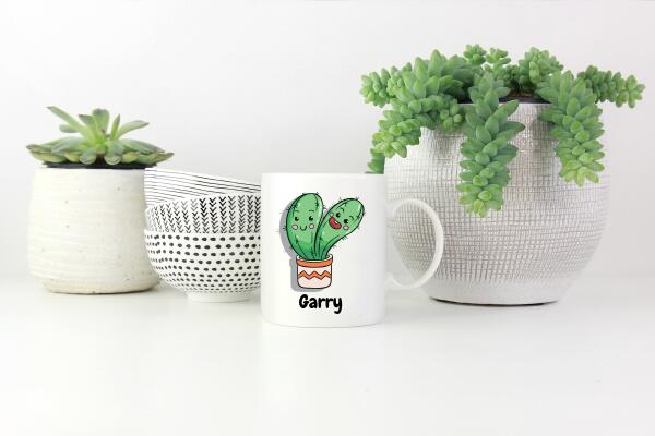 Cactus Cartoon Personalised Mug