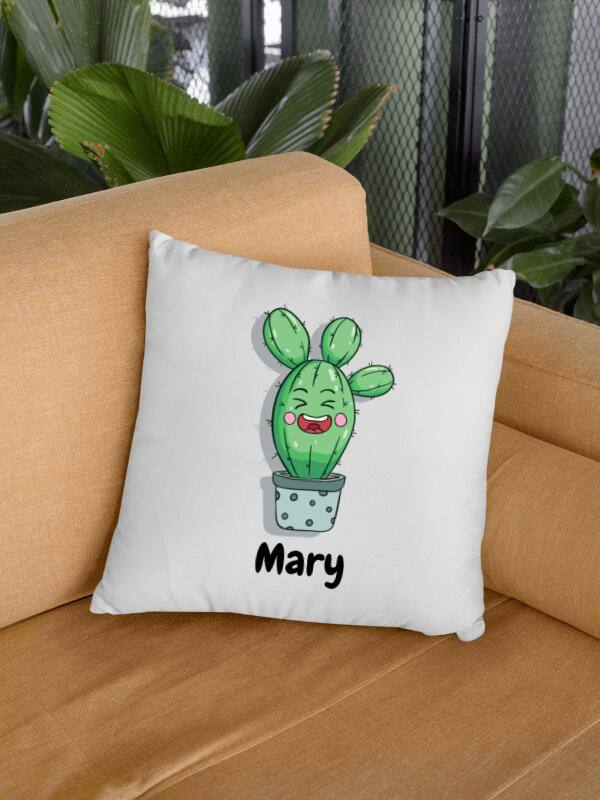 Cactus Cartoon Personalised Cushion Cover - Printibly