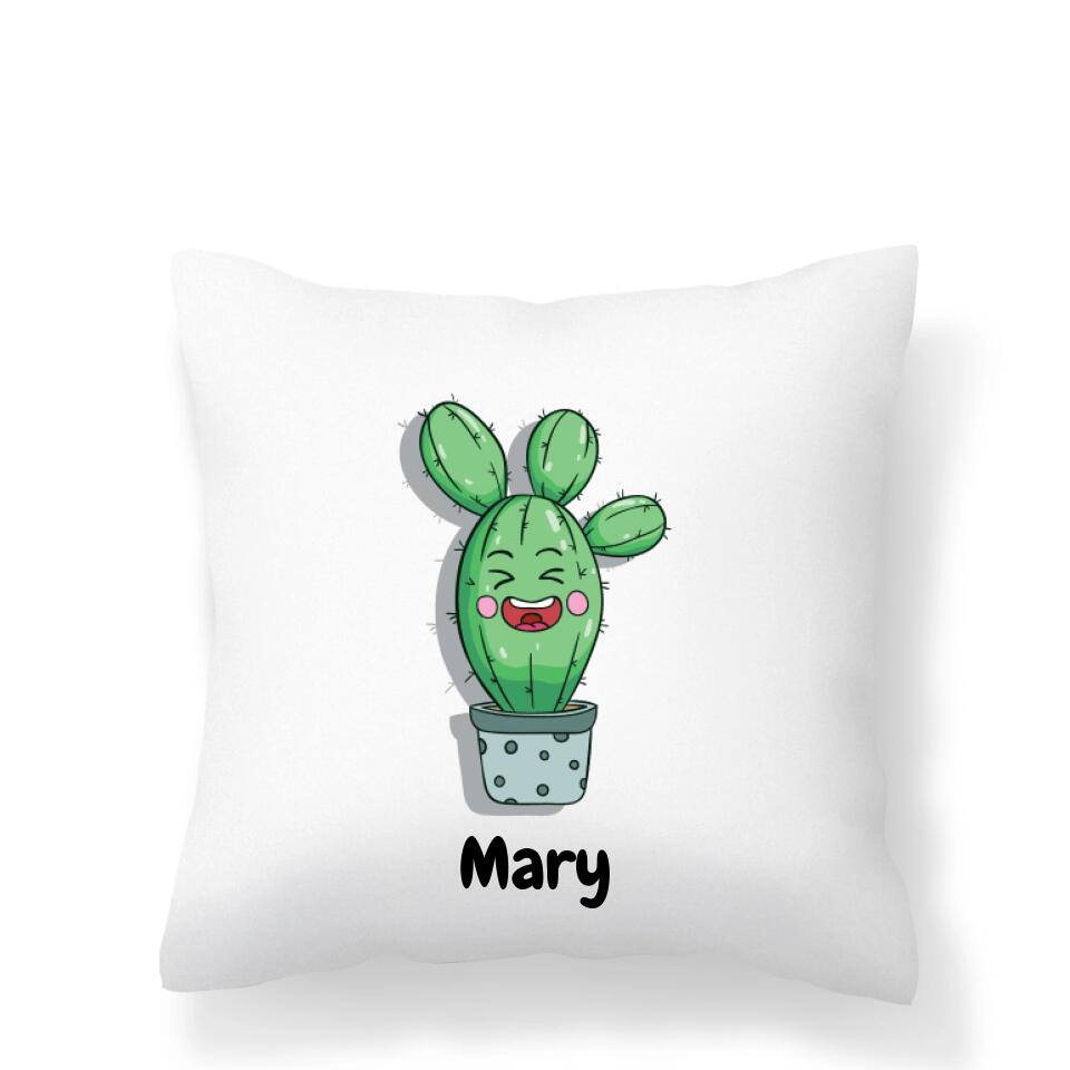 Cactus Cartoon Personalised Cushion Cover - Printibly