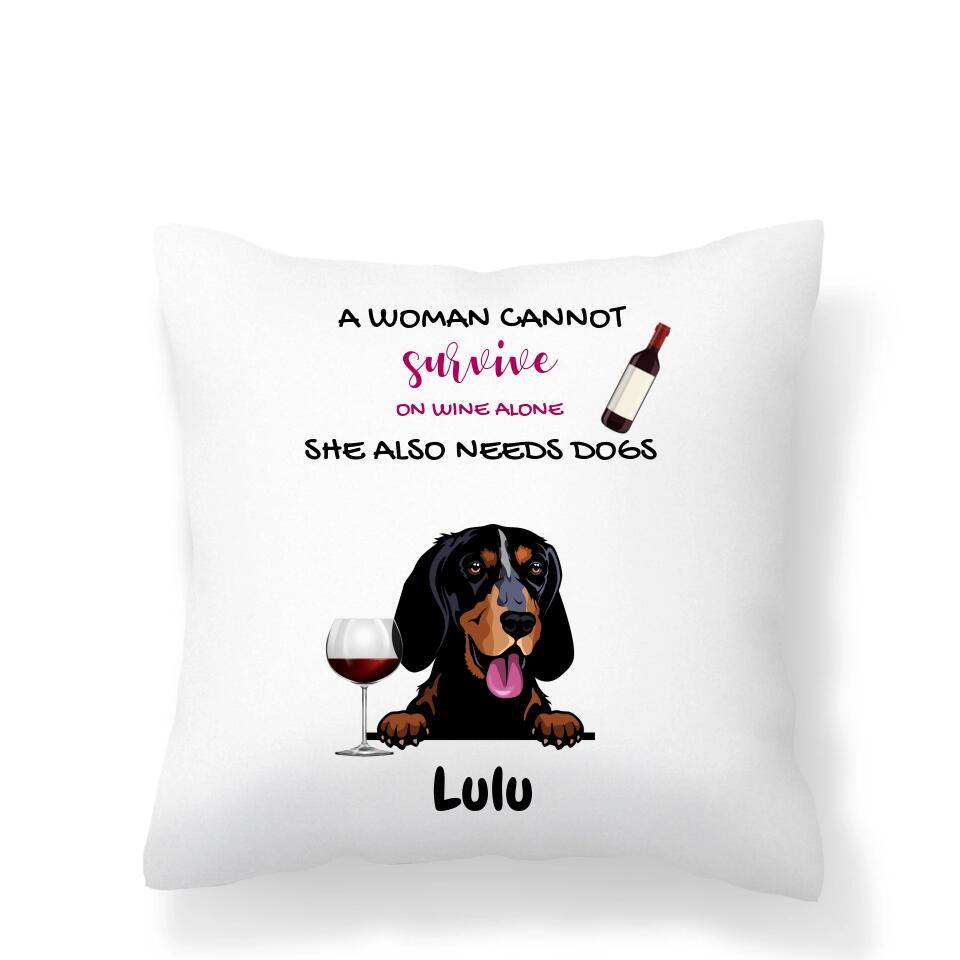 Personalised Dog Mum Wine Cushion Cover - Printibly