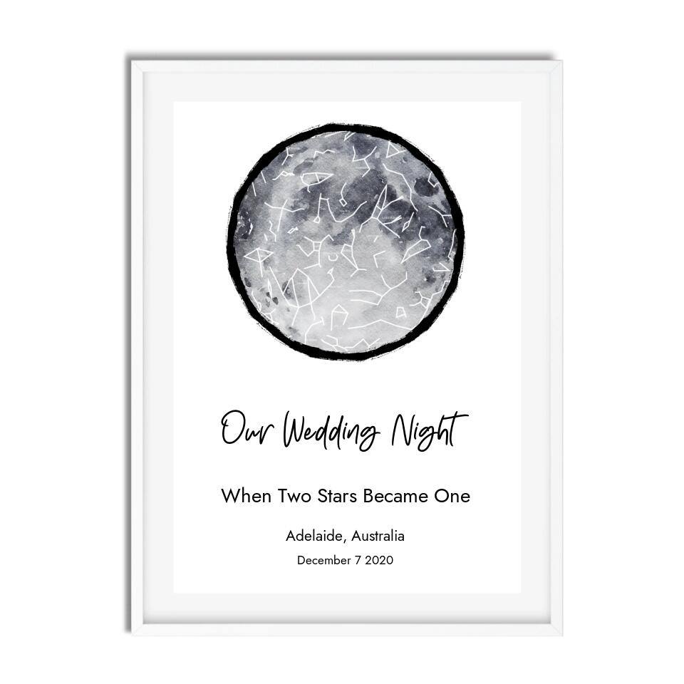 Black & White Custom Star Map - Printibly