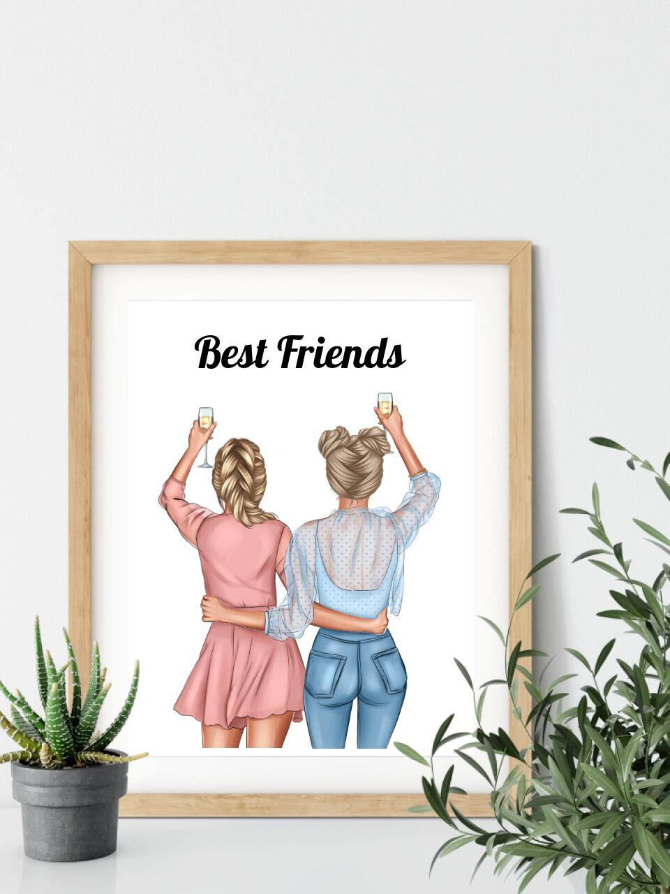 Female Best Friends Wall Print - Printibly