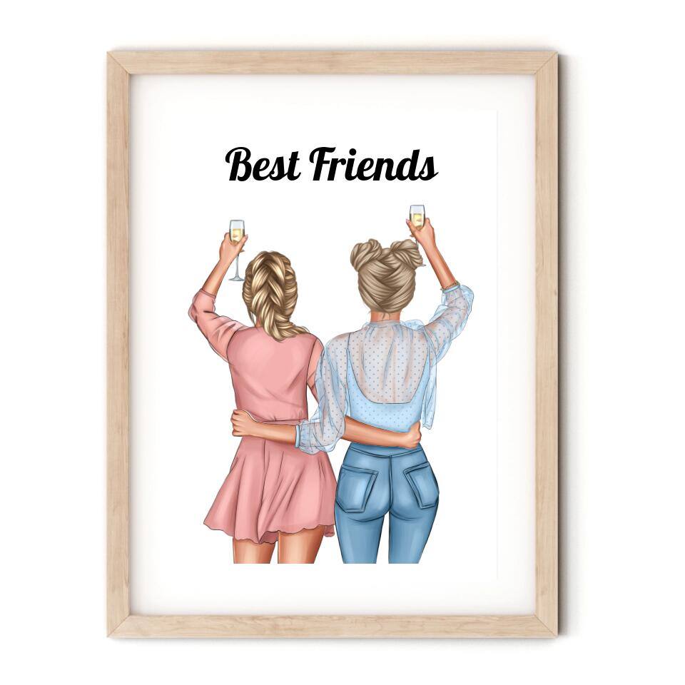 Female Best Friends Wall Print - Printibly
