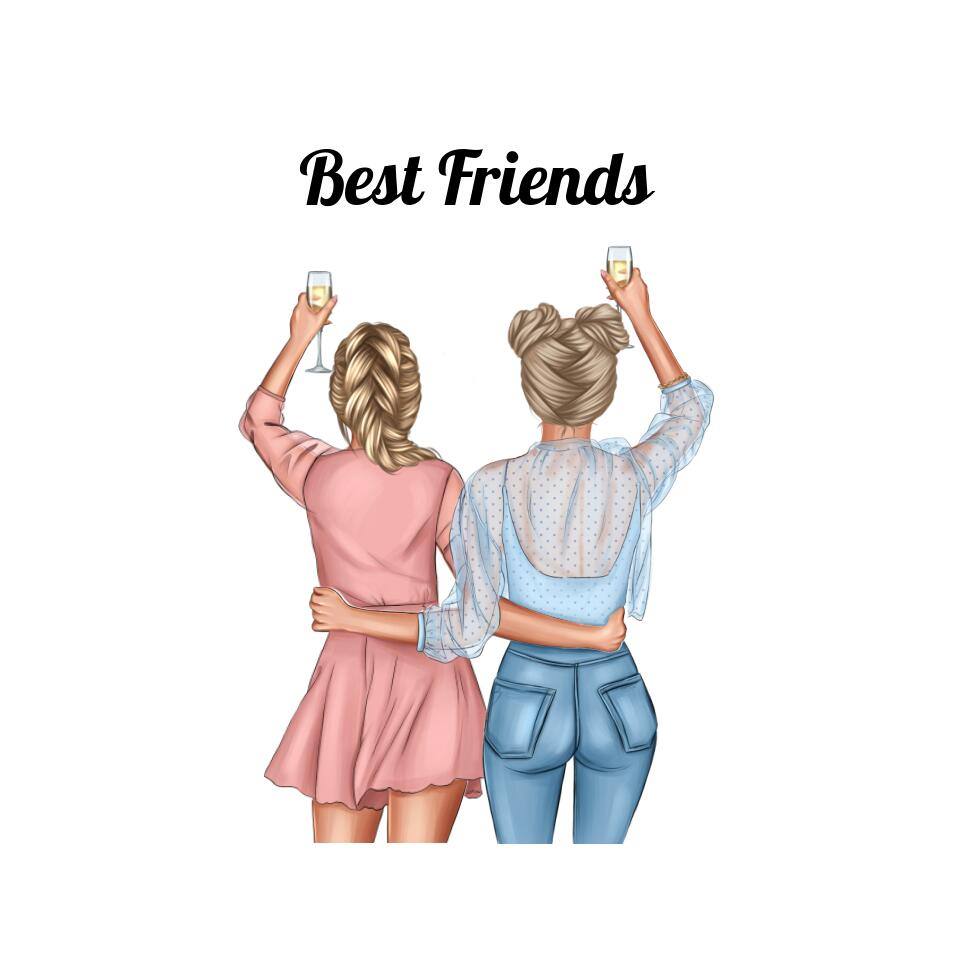 Female Best Friends Wall Print - Printibly