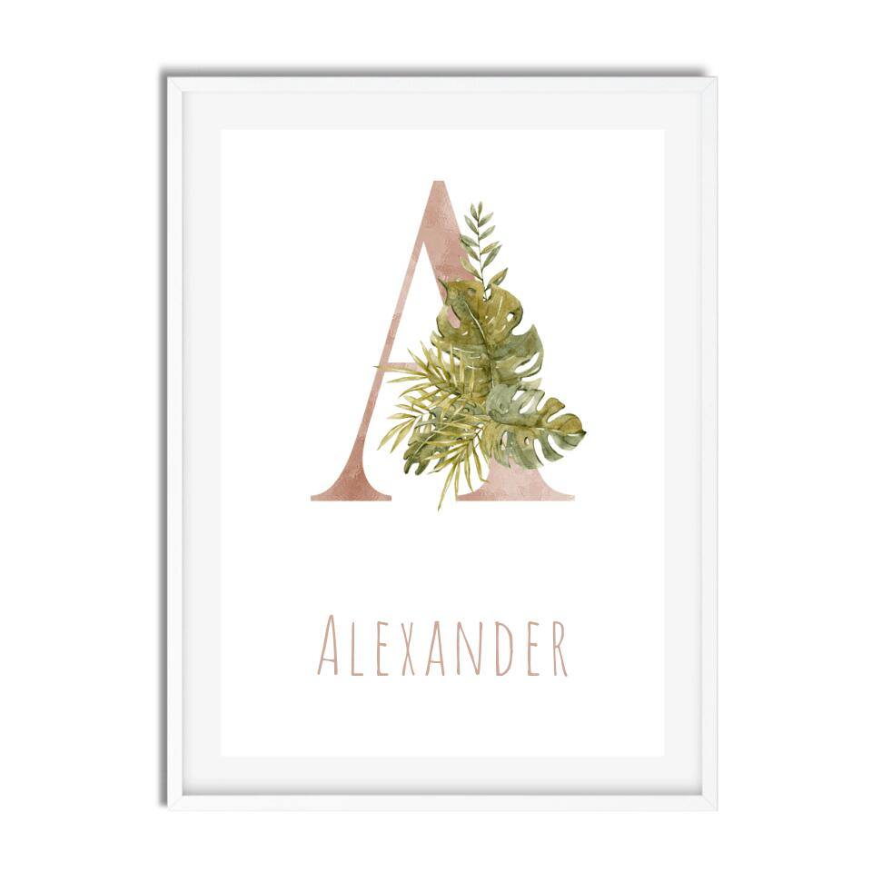 Watercolour Leaf Nursery Letters - Printibly