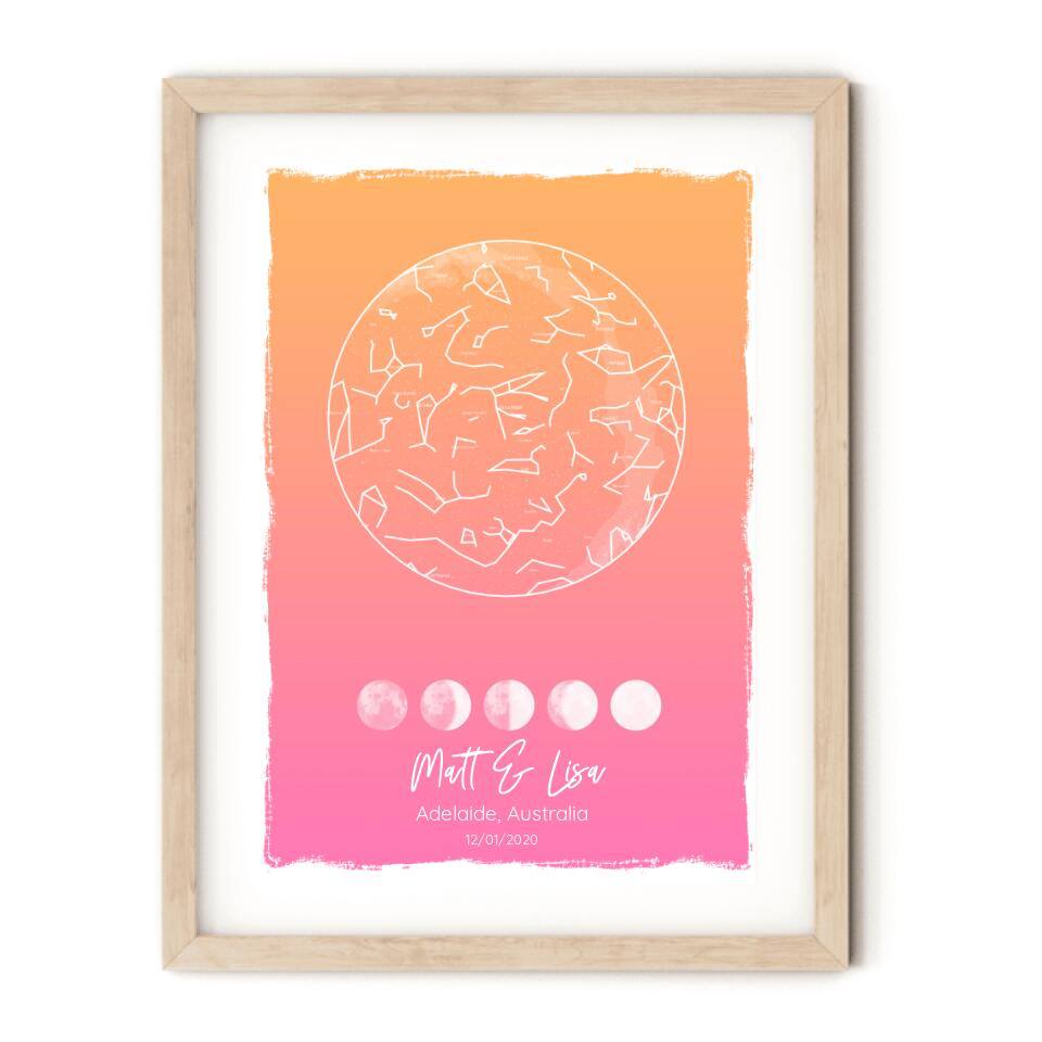 Custom Star Map - Moon Phase - Printibly