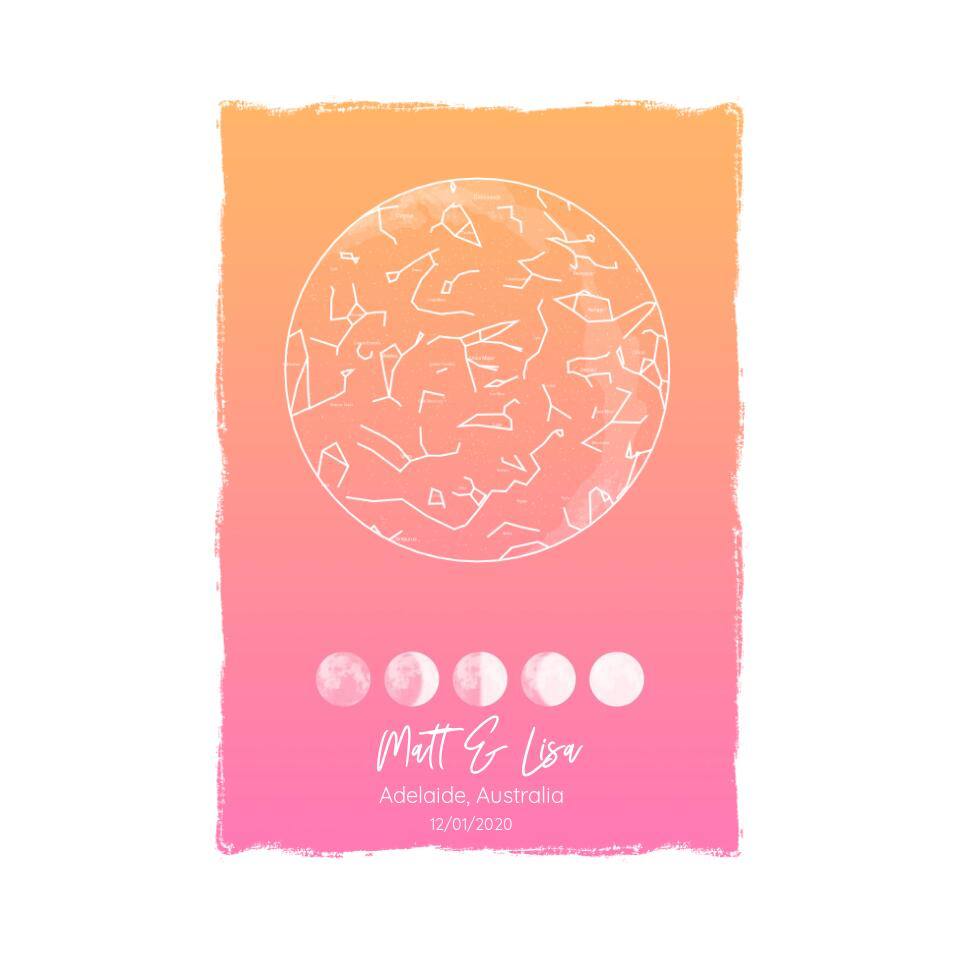 Custom Star Map - Moon Phase - Printibly