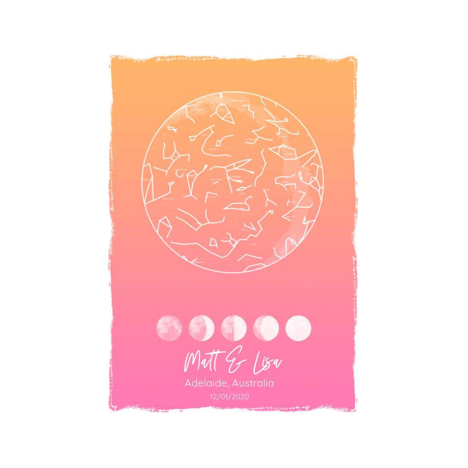 Custom Star Map - Moon Phase - Printibly