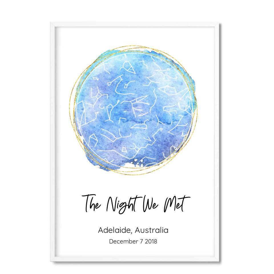 Custom Star Map Watercolour - Printibly