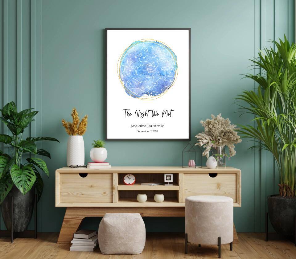 Custom Star Map Watercolour - Printibly