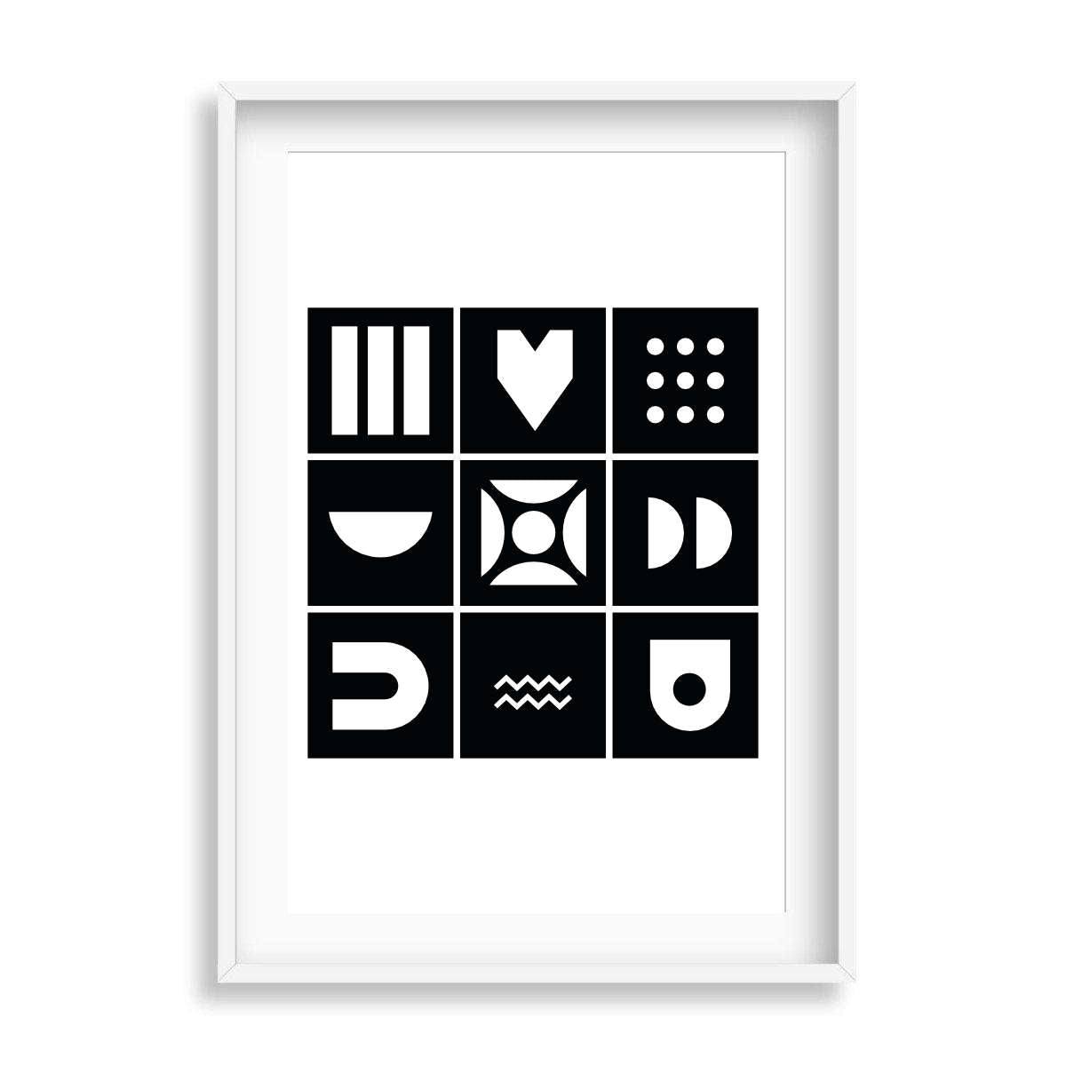 Abstract Geometric Shapes Black & White - Printibly
