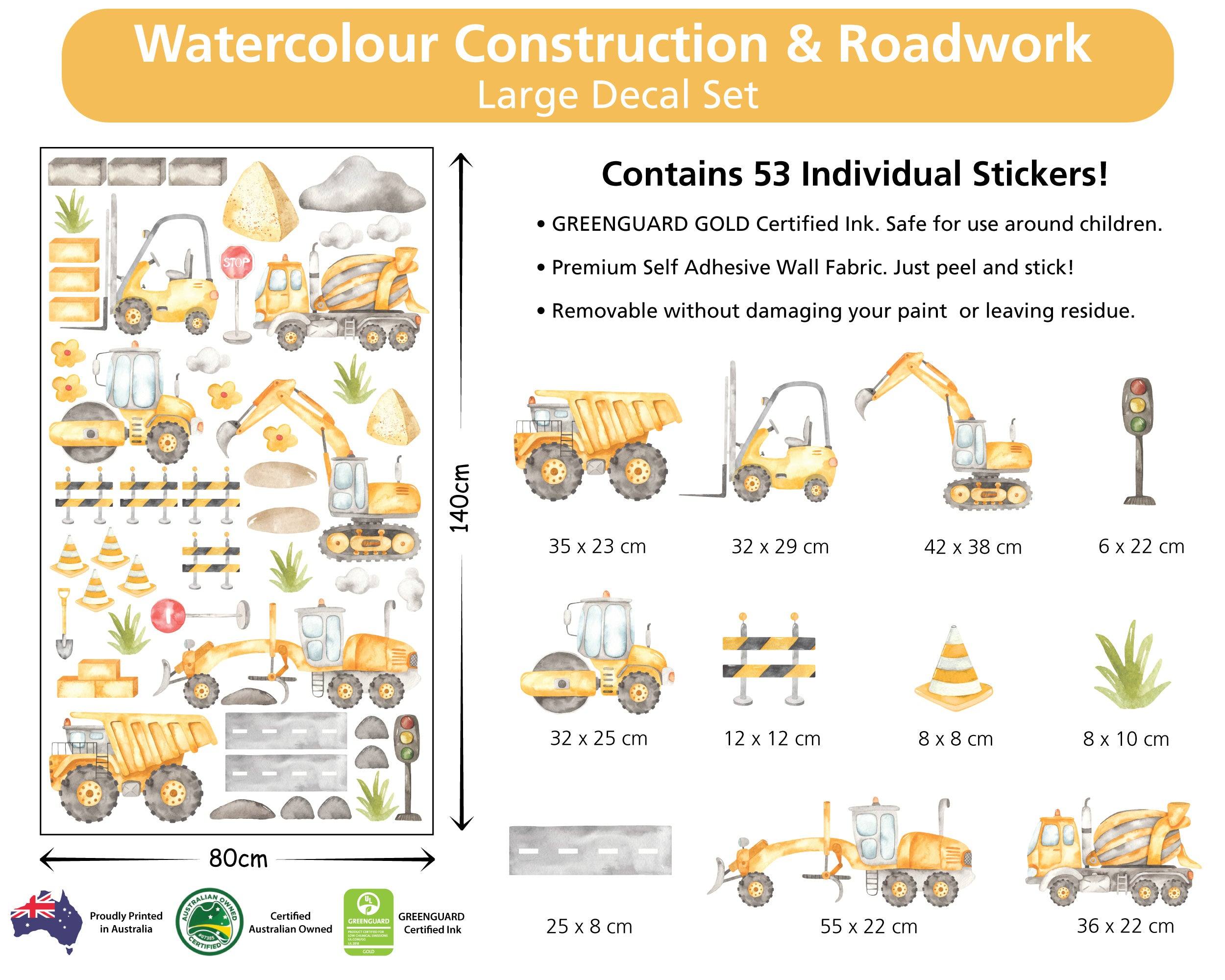 Construction & Roadworks Watercolour Decal - Printibly