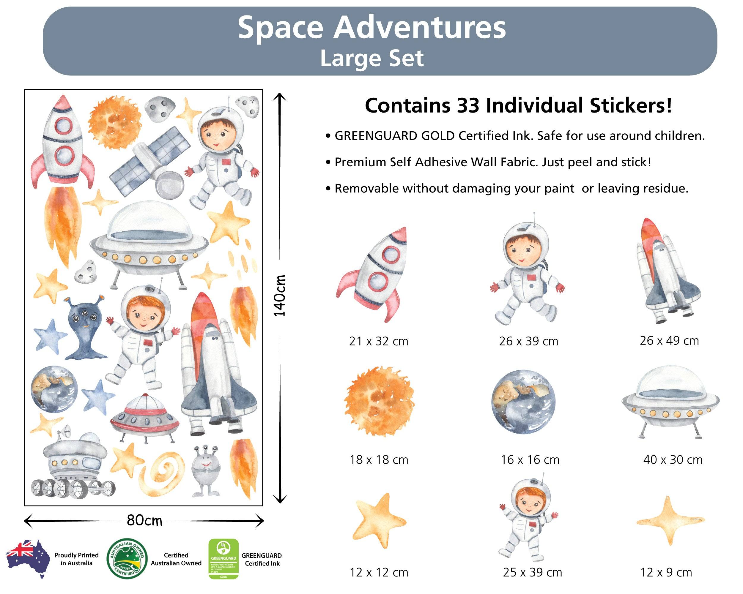 Space Adventures Watercolour Decal Set - Printibly