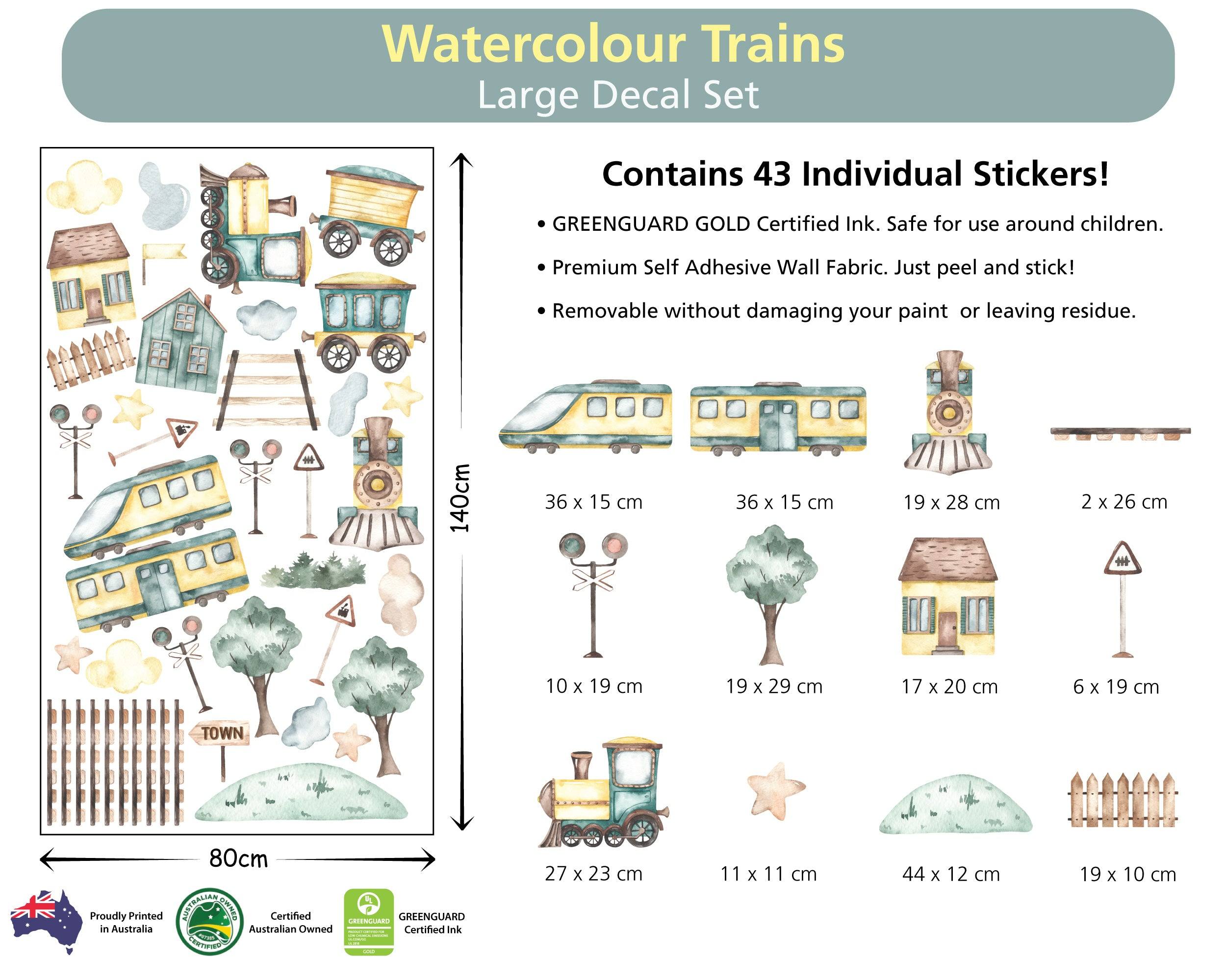 Watercolour Trains - Printibly