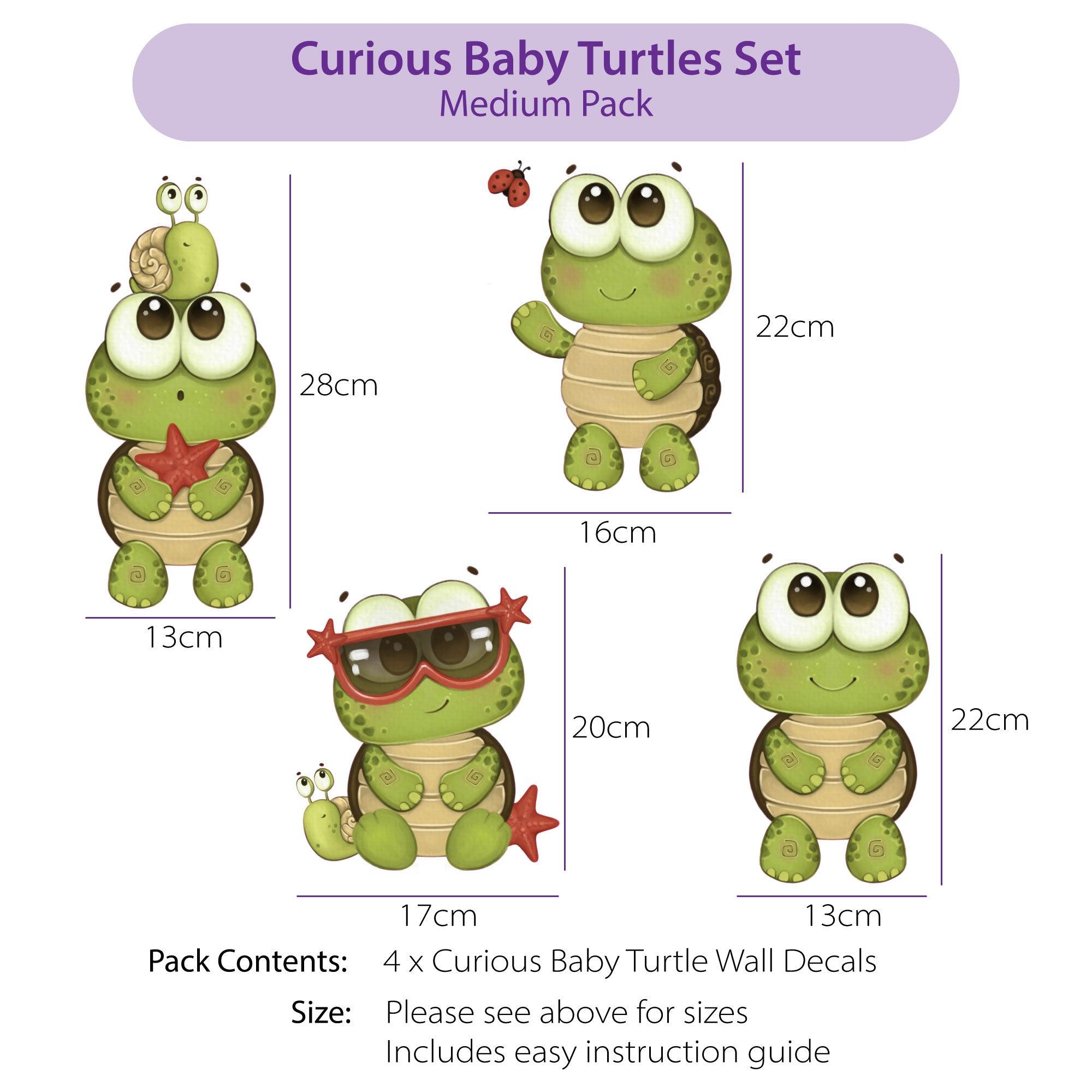Curious Baby Turtles Wall Decal Set - Printibly