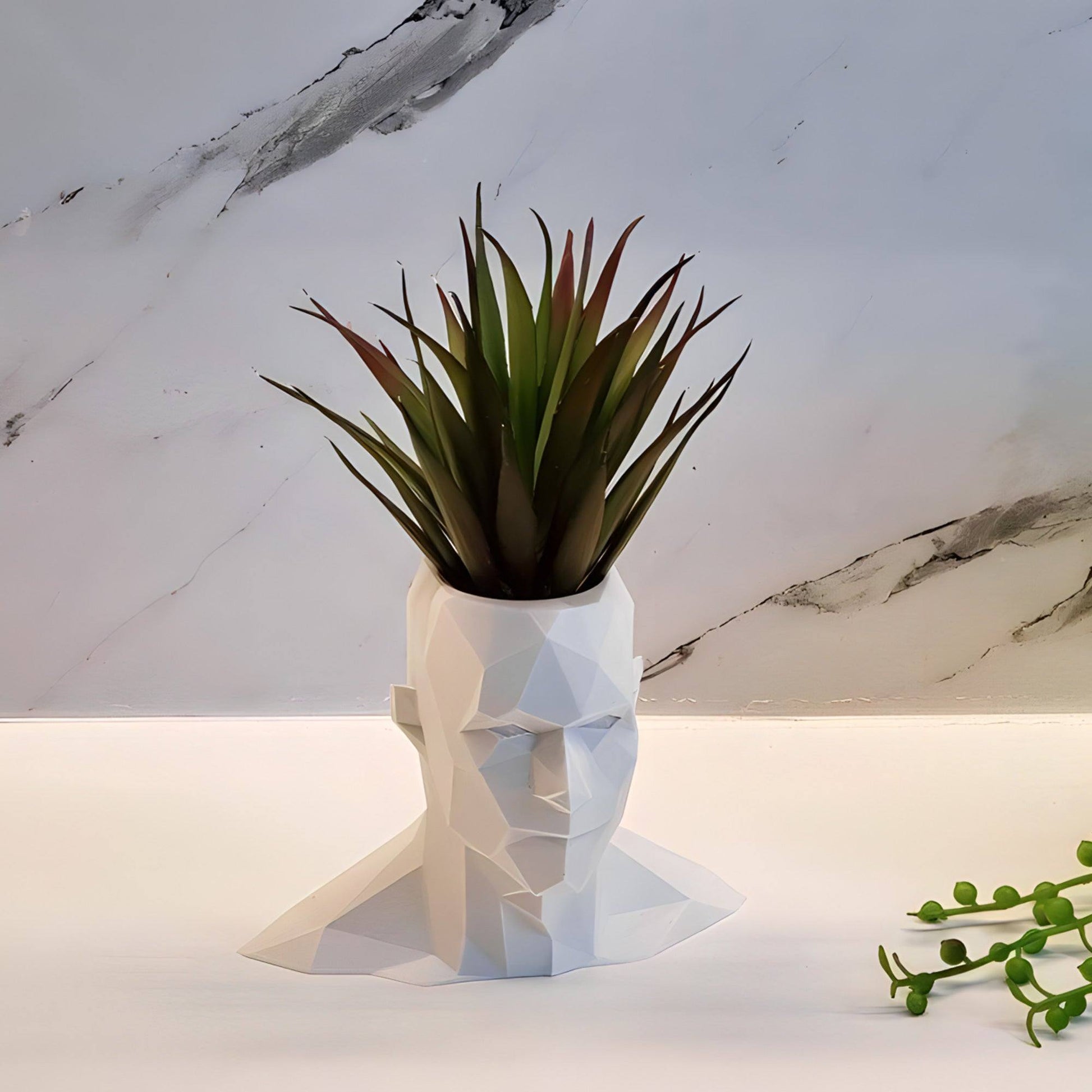 Low Poly Male Head Planter - Printibly