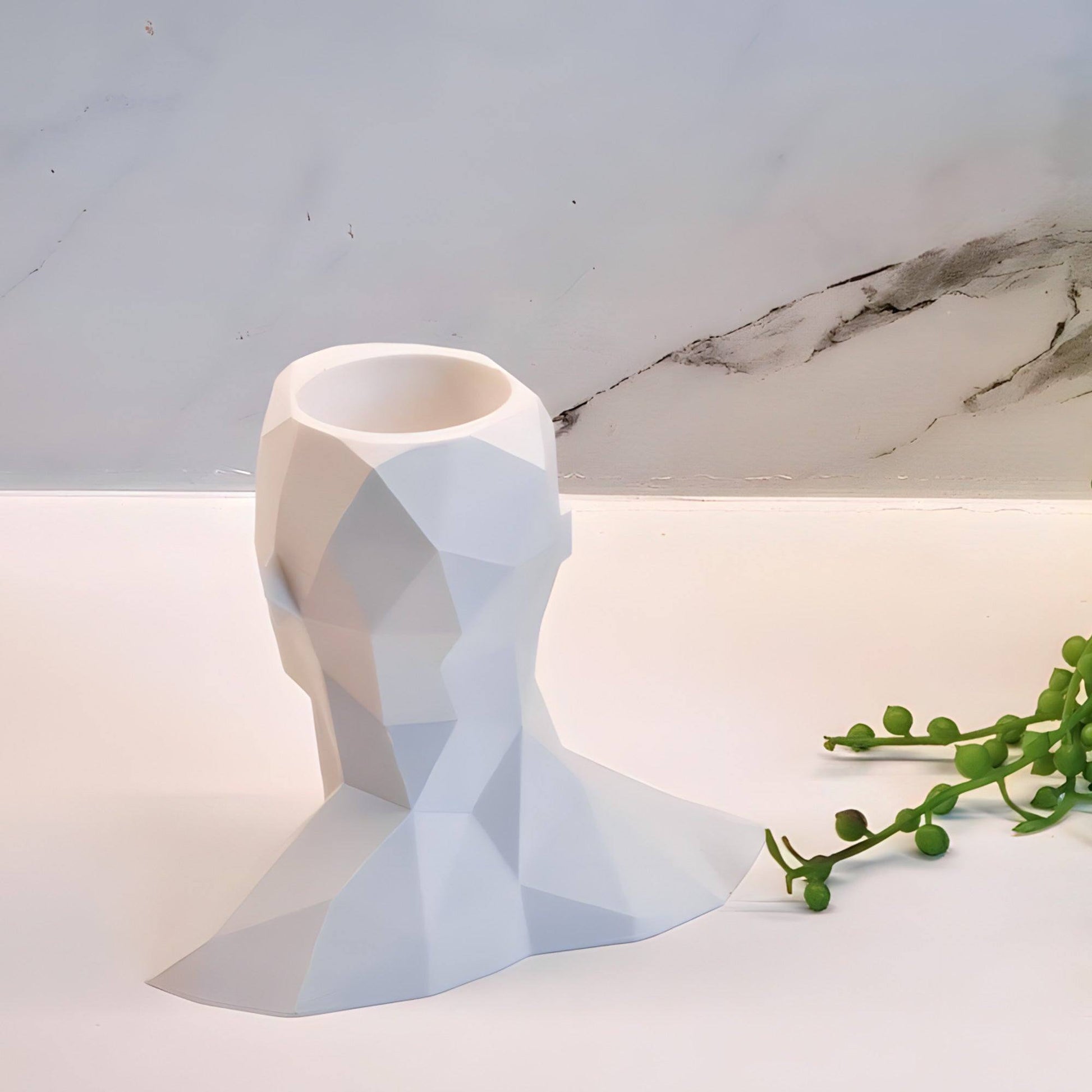 Low Poly Male Head Planter - Printibly