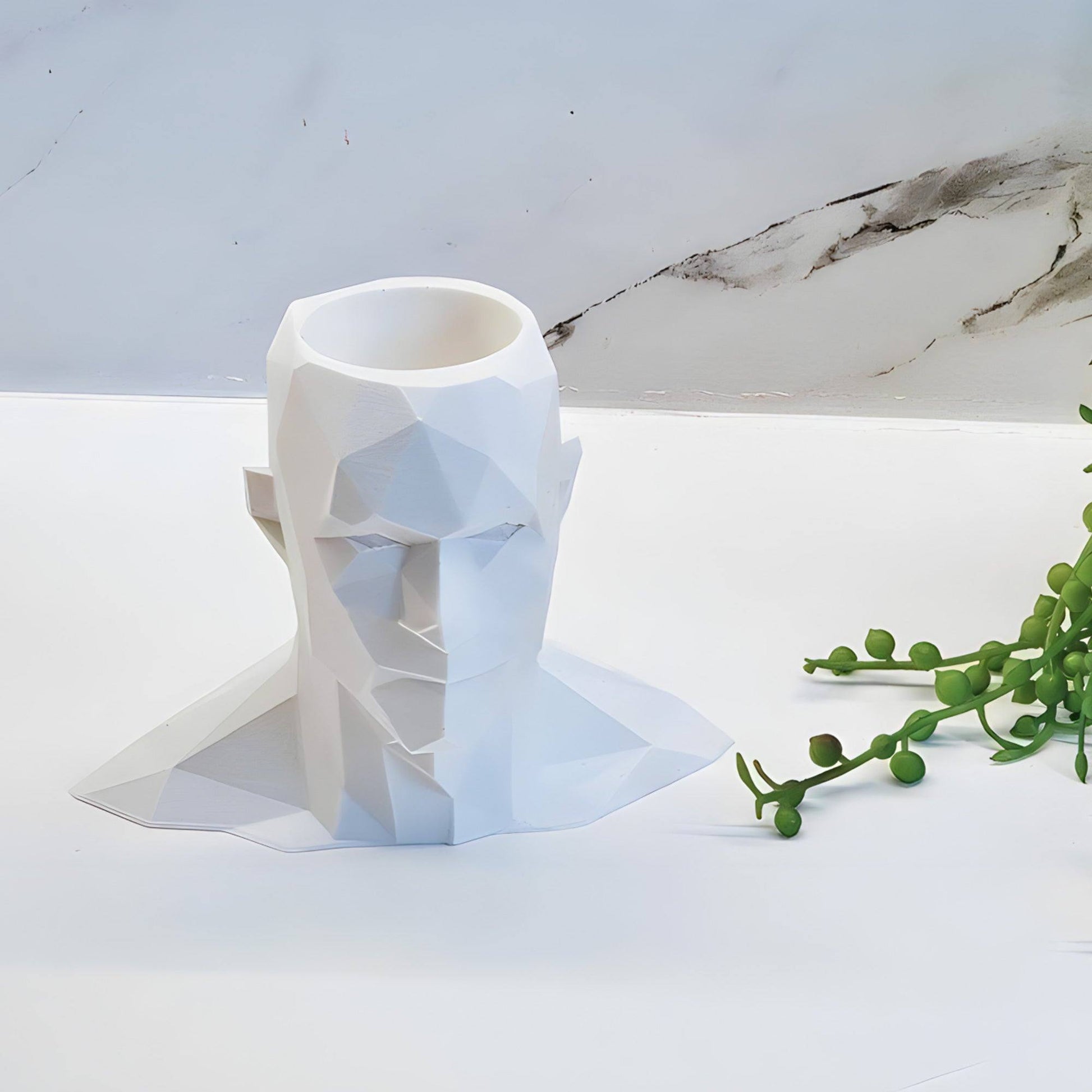 Low Poly Male Head Planter - Printibly