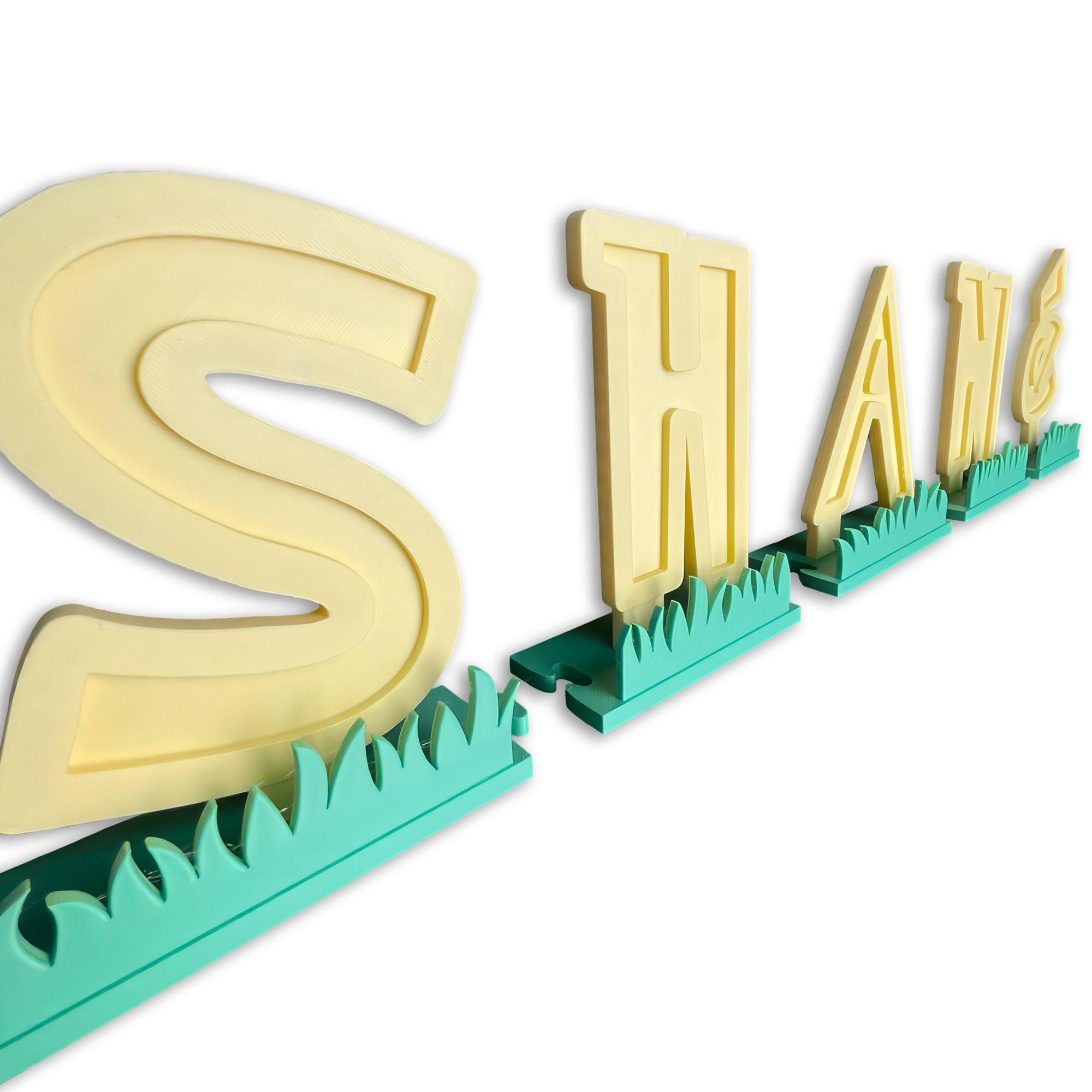 Monster Grass Style Name Plaque - 3D Printed - Printibly