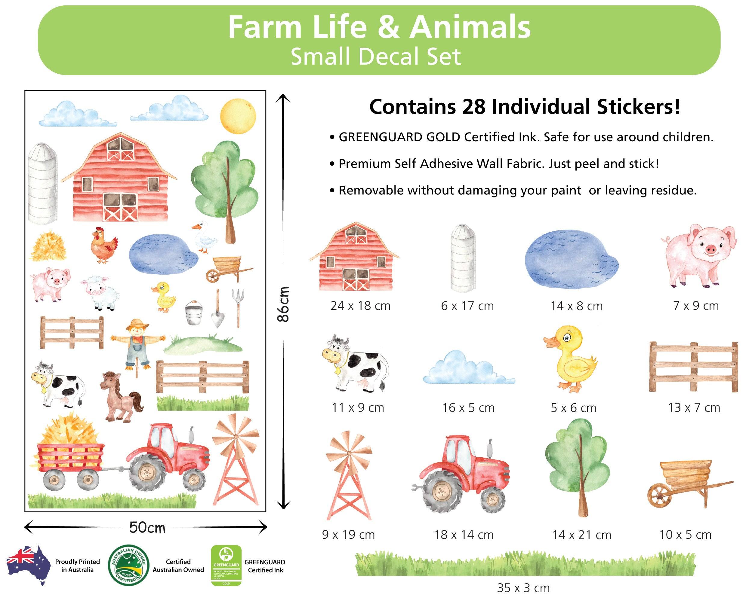 Farm Life & Animals Watercolour Decals - Printibly