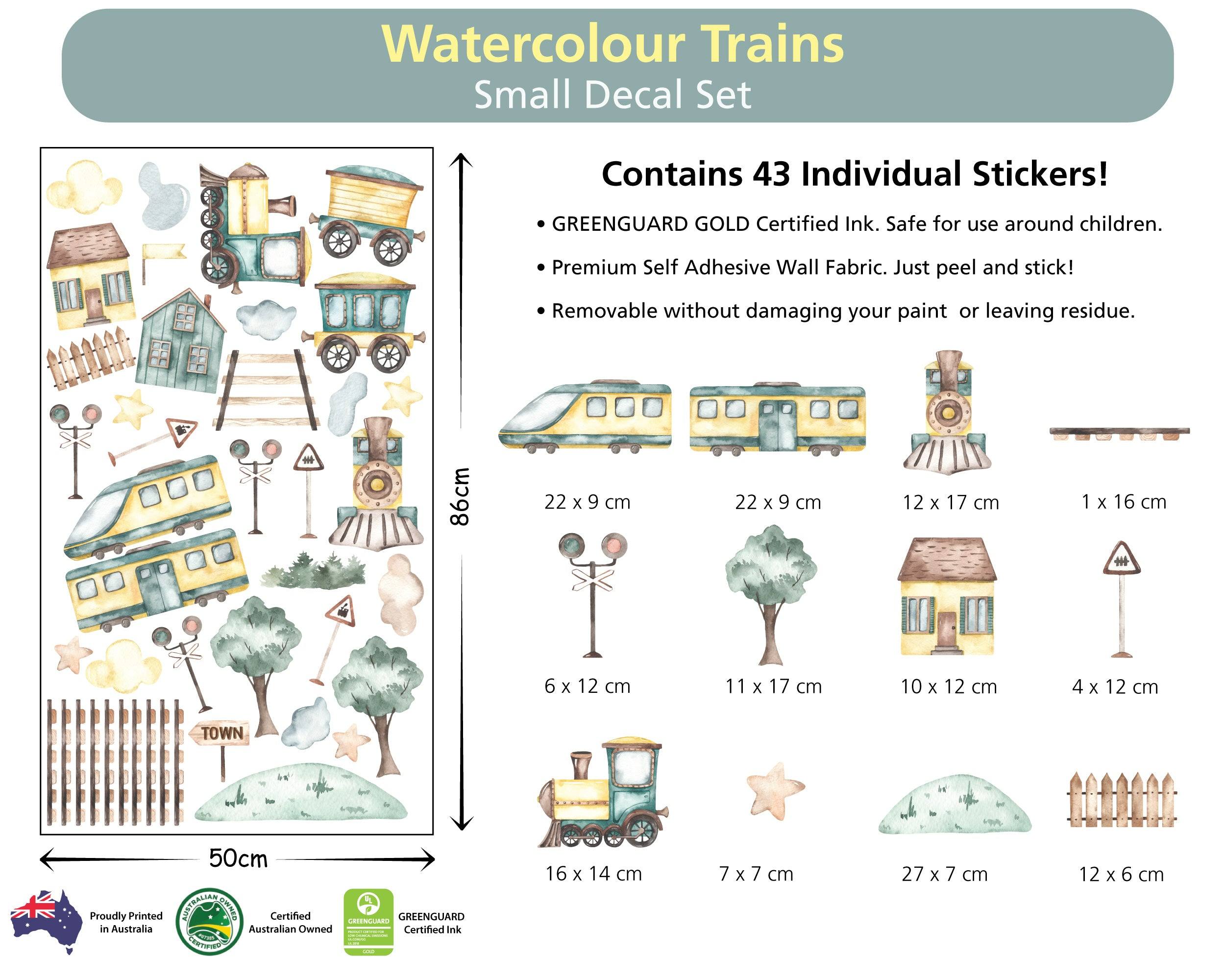 Watercolour Trains - Printibly