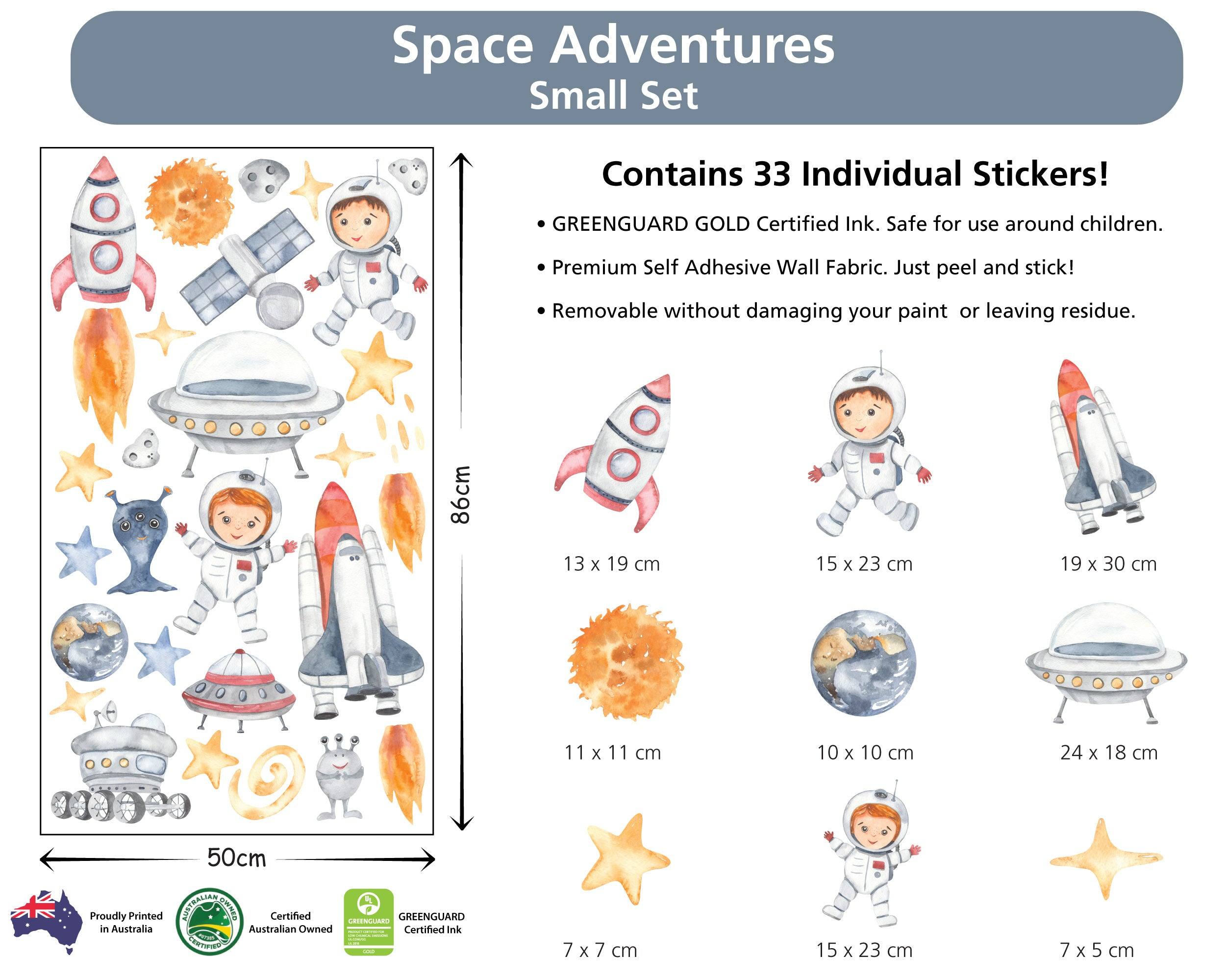 Space Adventures Watercolour Decal Set - Printibly