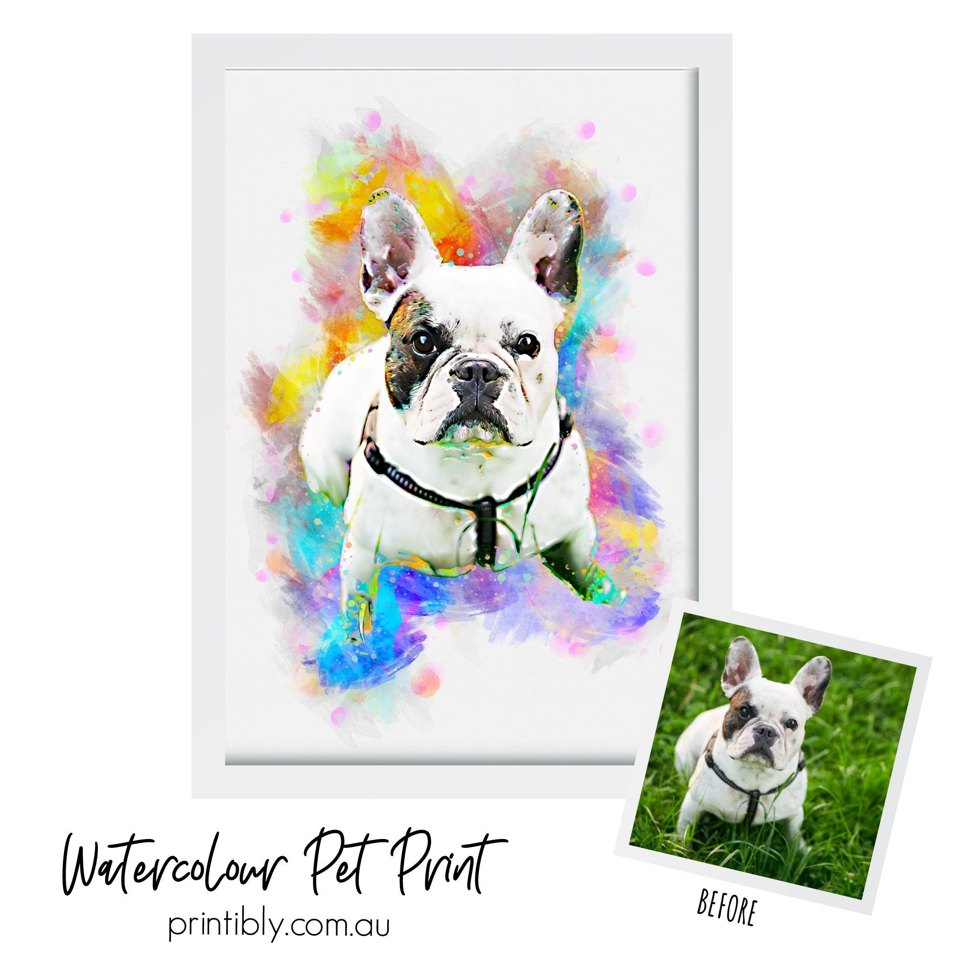 Personalised Watercolour Pet Print - Printibly