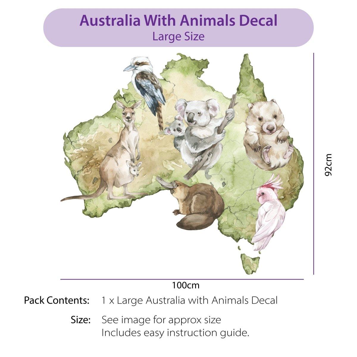 Australian Animals Map Wall Decal - Printibly