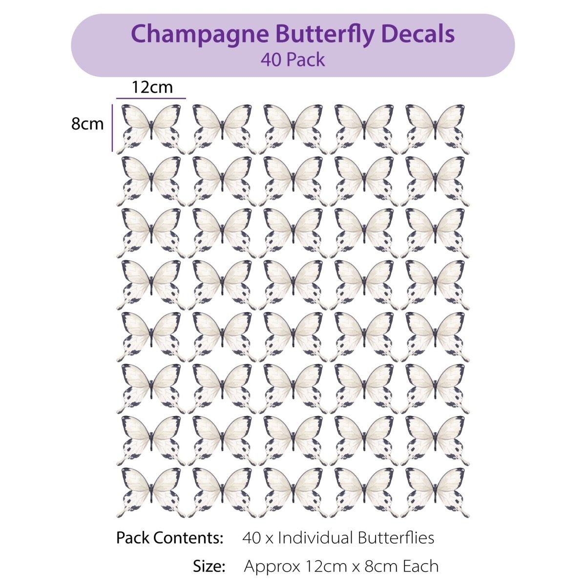 Champagne Watercolour Butterfly Wall Decals - Printibly