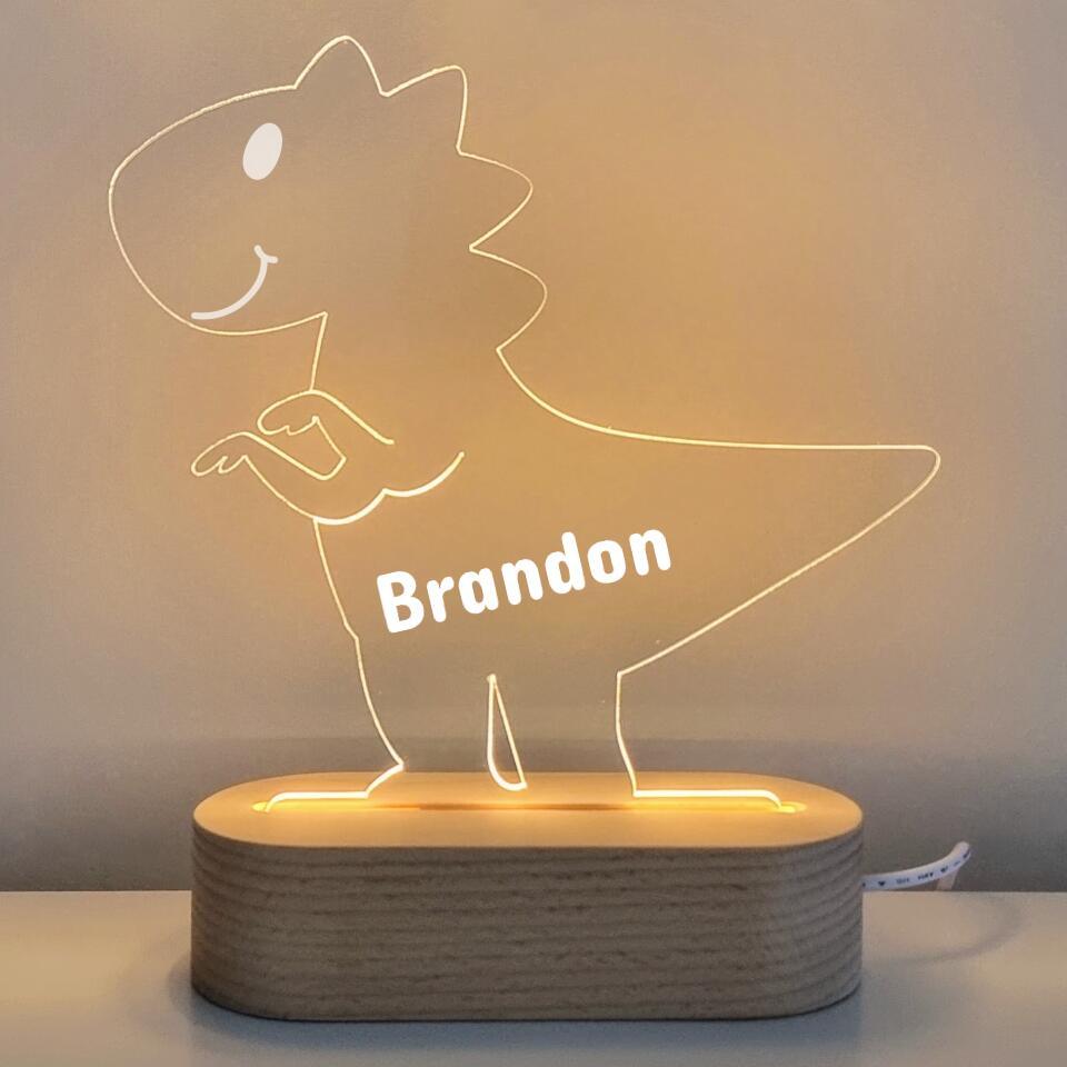 Friendly T Rex Personalised Lamp - Printibly