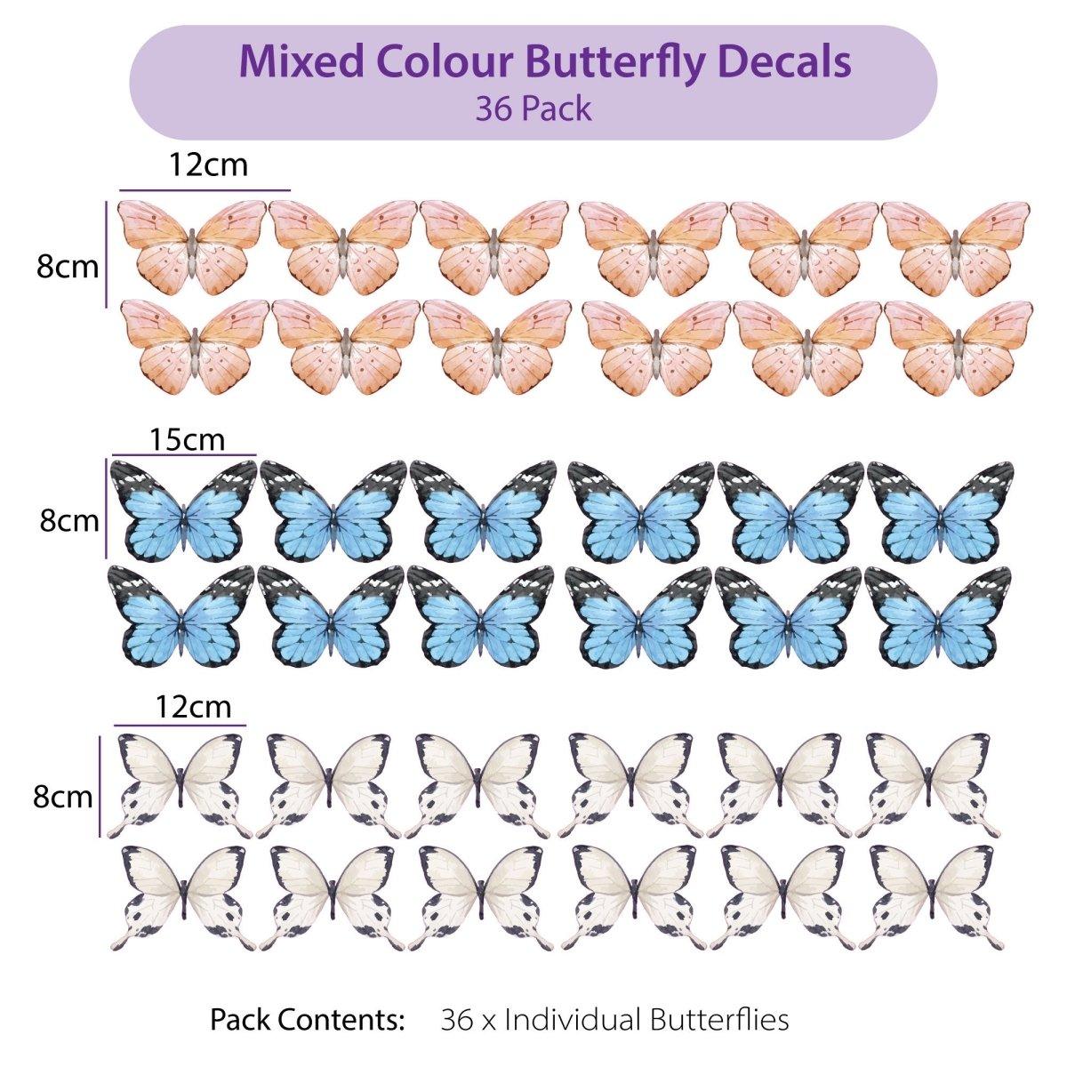 Mixed Colour Butterfly Wall Decals - Printibly