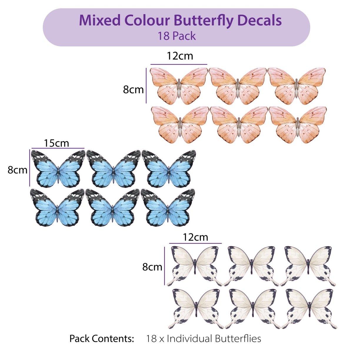 Mixed Colour Butterfly Wall Decals - Printibly