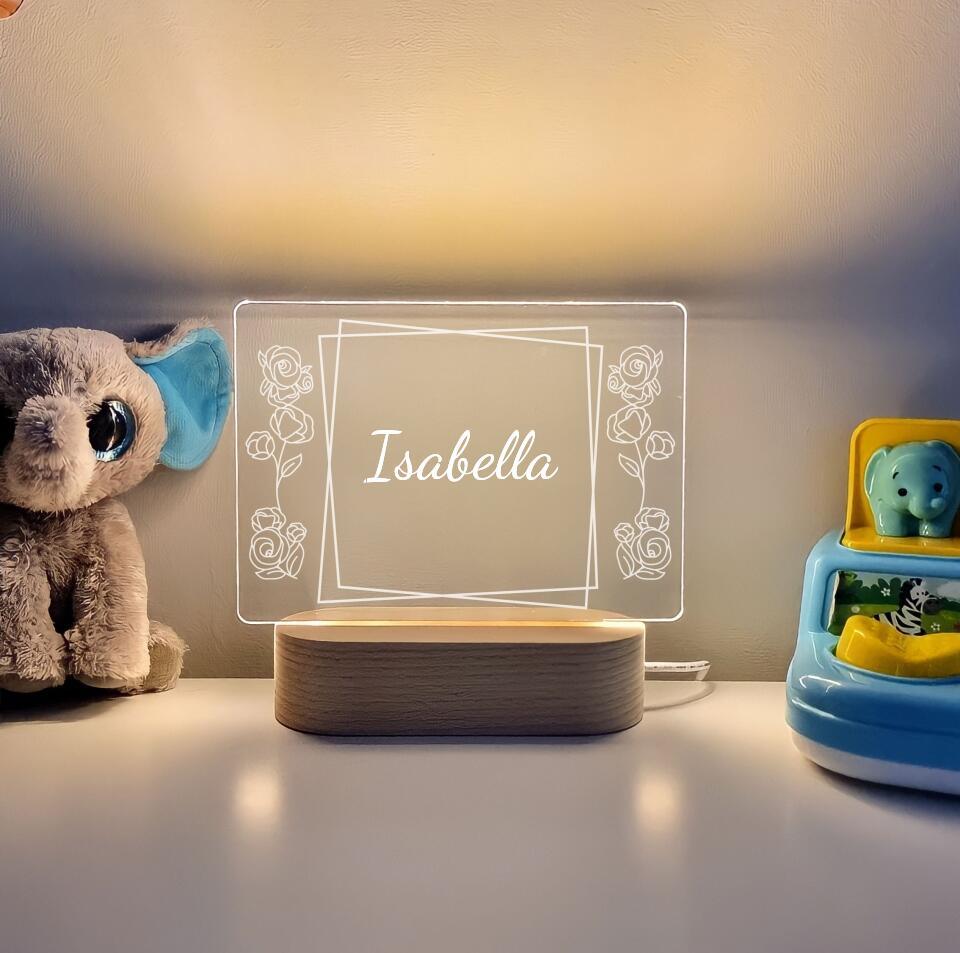 Personalised Floral Frame Night Light - Printibly
