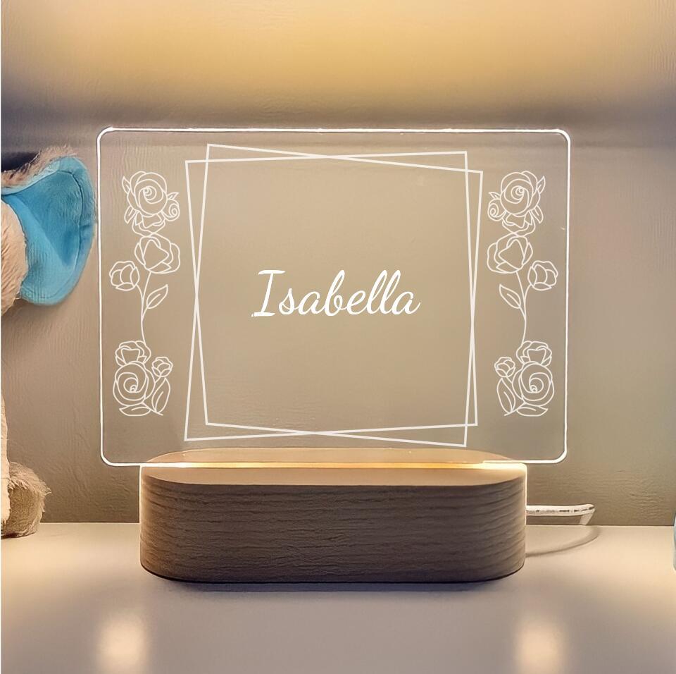 Personalised Floral Frame Night Light - Printibly