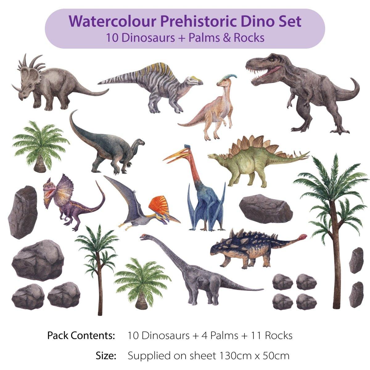 Prehistoric Dinosaur Watercolour Decals - Printibly