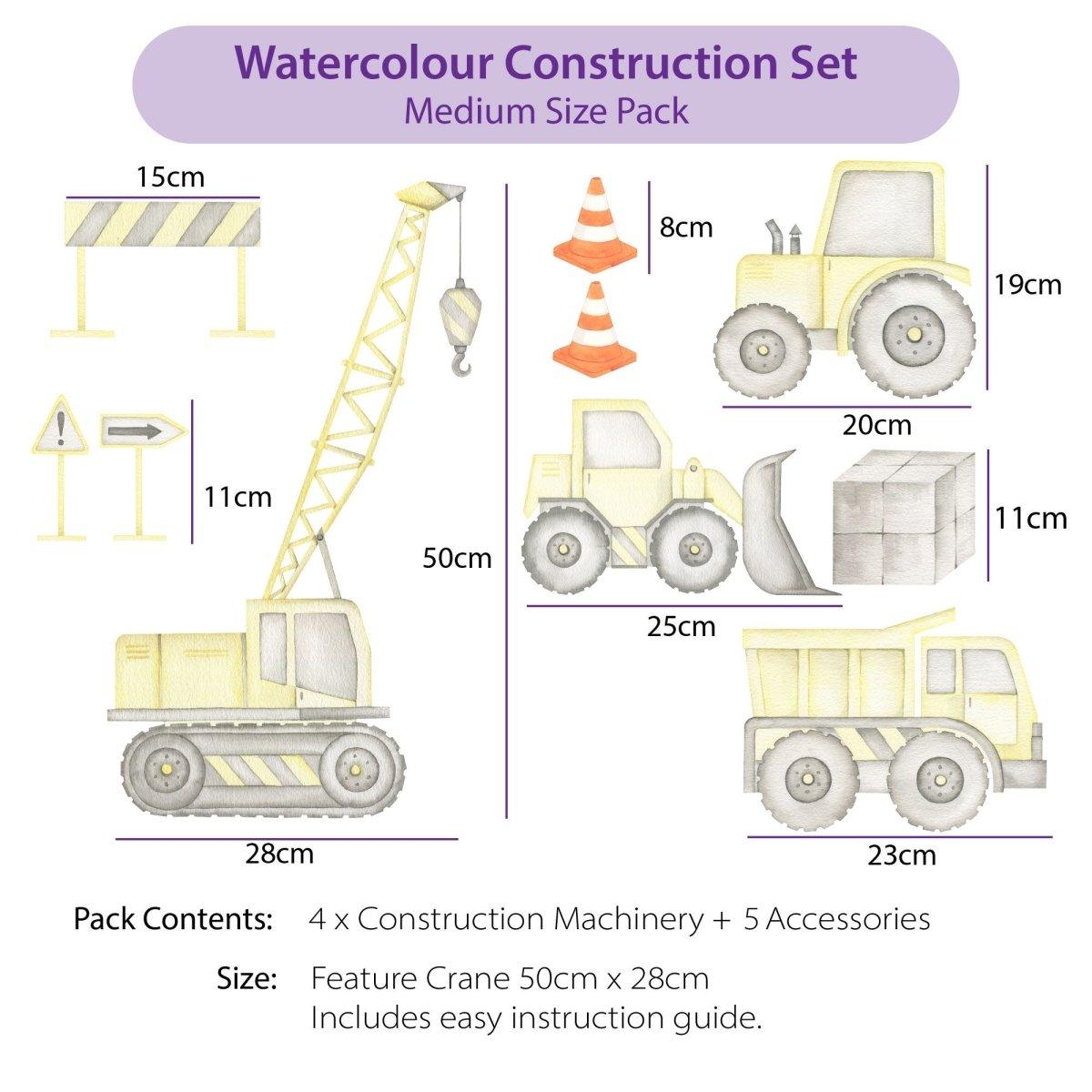 Construction Set Watercolour Decals - Printibly
